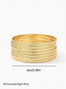 Vandermere 7pcs/Set 3mm Wide Hawaiian Style Vine Pattern Bracelet, 14K Gold Plated Copper Chain - Gold - View 7