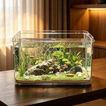 Transparent Plastic Fish Tank Aquarium, Thick Material Unbreakable, Mini Betta Fish Habitat, Desktop Water Landscape Tank, Perfect For Living Room Desktop Decoration Or Office - View 1