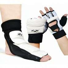 1 Set Taekwondo Gloves And Foot Guards, Training And Competition Combat Protective Equipment - Black and White - View 8