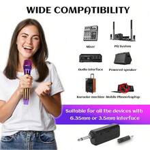 LMBGM W-4XC Wireless Rechargeable Microphone, Suitable For Home, KTV, Outdoor Portable Singing Performance, Handheld Microphone System - View 10