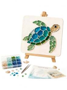 1 Set DIY Sea Glass Diamond Painting Art Kit - Ocean Themed Sea Glass Handmade Kit, Create Exquisite Ocean Style Artwork With Colored Glass Pieces, Coastal Home Decor And Creative Handmade Gift - Multicolor - View 1