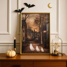 1pc Frameless Vintage Halloween Ghost Rustic Fall Wall Art Dorm Bedroom Apartment Decor Back To School Funky Posters Dorm Essentials - Ghost - View 4