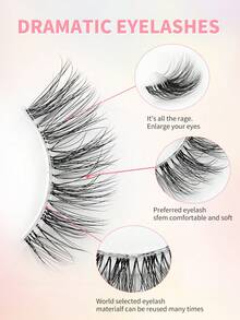 ENCHUW 16 Pairs Crossed Half Lashes With Clear Band False Eyelashes Fluffy Natural Looking Wispy Eye Lashes Fake Eyelashes - Black - View 3