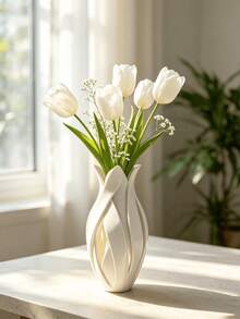 1/2pcs Twisted Petal Hollow Design Vase, Minimalist High-End Artistic Flower Vessel, Multi-Color Options, Desktop Display Decor, Dried Flower Reed Fresh Flower Arrangement Container, Bedroom Living Room Home Decoration - Twisted Petals - View 8