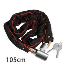 Bicycle Chain Lock With Key, Heavy Duty Anti-Theft Security Lock, Suitable For Bicycles, Electric Bikes, Motorcycles, Wear-Resistant Protective Fabric Sleeve Chain Lock - Black - View 9