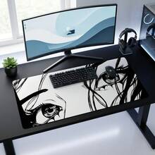 Bộ lót chuột gaming và thảm bàn phím họa tiết mắt đen trắng vẽ nét, siêu dài, đế cao su chống trượt bền bỉ, bề mặt trơn mịn, phù hợp cho máy tính laptop văn phòng tại nhà, trang trí trừu tượng, đồ dùng tựu trường - A - Xem 4