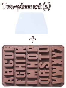 26 Cavity A-Z Capital Letter Silicone Baking Mold With Scraper, Reusable DIY Alphabet Tool For Chocolate, Candy, Desserts And Cake Decor - Multicolor - View 13