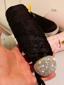 1pc 2-In-1 Sun & Rain Umbrella With Rhinestone Design, Portable Travel Essential, Easy To Carry, School Supplies, Strong Waterproof Performance, Dual-Use Rain & Sun Protection, Perfect Vacation Gift Choice - UPF50+ Capsule Umbrella - View 9