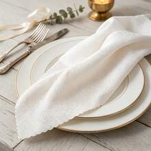 1/2/6pcs Premium Jacquard White Embossed Napkins, Suitable For Weddings, Valentine's Day And Home Decor - White - View 4