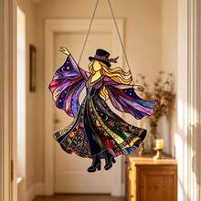 1pc Witchy Rock Muse Acrylic Suncatcher Mystical Witch Style (Random Hanging Rope) - Multicolor - View 5