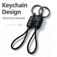 Portable Keychain Charging Cable For Watch, Magnetic Fast Charging Data Cable With Lanyard, Type-C Charging Cable, Stable Connection, Plug And Play - Black - View 4