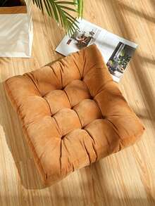 1pc Large 55cm Corduroy Square Cushion, Thickened Quilted Solid Color Chair Pad, Tatami Floor Mat, Office Seat Cushion - Square Thick Seat Cushion - View 7