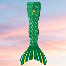 Girls' One-Piece Mermaid Tail Swimsuit With Fish Scale Print For Vacation, Outdoor And Beach - Green - View 1