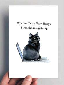 1pc Funny Cat Laptop Birthday Greeting Card, Premium Paper, Comes With Envelope, Suitable For Family, Friends, Son, Daughter, Girlfriend, Classmate, Applicable For Various Occasions - Multicolor - View 6