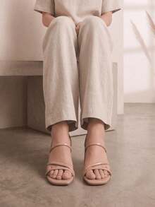 Glamorous PVC And Leather Heeled Sandal; Office - Beige - View 4