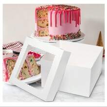 10pcs/1pc Cake Box With Cake Base (10 Boxes And 10 Bases), 12x12x8 Inch/10x10x8 Inch White Baking Box, Suitable For Cakes, Cookies, Pastries, Pies, Weddings, Birthdays, Halloween, Etc. - A-White - View 3