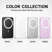 5000mAh Magnetic Portable Power Bank With 15W Wireless Charging And 22.5W Fast Charging, Compact Rounded Battery Pack For Compatible Smartphones, Smooth Solid Colour Design For University Days, Student Life, Project Meetings, Daily Commutes, Road Travel, Weekend Visits And Holiday Breaks, Wireless Charger, University Essentials And Travel Size Mini Products - 1PC - View 3