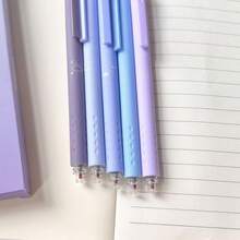 5pcs/1pc Collect Moonlight Retractable Gel Pen Set, Gradient Blue Star & Moon Print 0.5mm Black Ink Smooth Writing Ballpoint Pens, Fresh Macaron Cute Student Exam Stationery - Multicolor - View 9