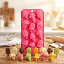 1pc 12-Cavity Ice Cream Stick Silicone Mold - Reusable And Easy Release, Suitable For Ice Cubes, Chocolate, Candy, Baking, Handmade Soap, Resin Casting | Kitchen DIY Baking Tool - Multicolor - View 5