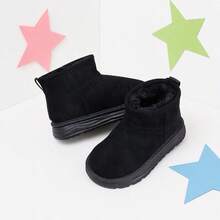 Girls' Black Thick Sole Plush Lining Ankle Boots, Suitable For Autumn/Winter Daily School And Outdoor Wear - Black - View 4