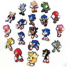 20pcs New Sonik Cartoon Hedgehog Clogs Shoe Charms PVC Decorative Buckle Accessories Birthday Gift - Multicolor - View 5