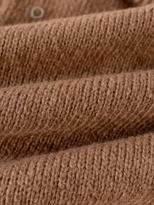 Infant Boys & Girls Vintage Cable Knit Argyle Round Neck Long Sleeve Cardigan Sweater Jacket, Casual Versatile For Daily Wear, School, Spring, Autumn, Winter - Brown - View 7