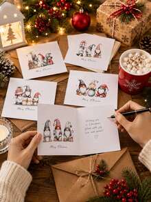 12pcs - Santa Claus Envelope Card Set, Christmas Dwarf Cards And Envelopes, Cowhide Envelopes, Suitable For Christmas Parties, Party Decorations, Birthdays, Invitations, Emails, Office Supplies, Party Gifts, And Daily Use, - View 2