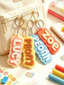Personalized Name Keychain, Customized Name Backpack Charm, Diaper Bag Tag, Lunch Box Label, Teacher Keychain, Customizable Text, Suitable For Parents, Family, Friends, Children, Students And Professionals, Applicable For Office, Tea Room, School And Home Environment, Teacher's Day Gift, Back To School Gift - Multicolor - View 6
