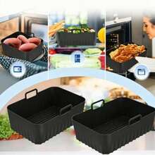 2pcs Reusable Silicone Air Fryer Liners | Non-Stick Baking Parchment Inserts, Air Fryer Kitchen Accessories - Multicolor - View 11
