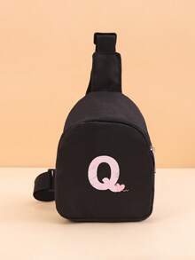 1PC Toddler Crossbody Chest Bag, Printed With A-Z Letters And Pink Heart Pattern, With Adjustable Shoulder Strap And Zipper, Suitable For Toddler Casual Daily Use, Can Be Given As A Gift - Black - View 33