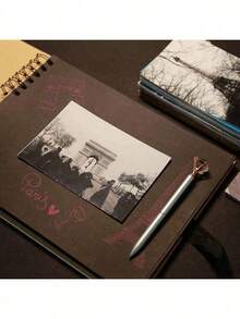 Black Anniversary Photo Album, Travel Journal, Various Check-In Records, Meaningful Notebook, Suitable For Wedding Guest Book And Anniversary Kraft Paper Photo Album, Family Photo Album - Suitable For Handmade Paper, Christmas Gift - Multicolor - View 2
