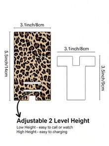 1pc Leopard Print Phone Stand, Leopard Print Dual Height Adjustable Phone Holder, Foldable Desktop Phone Stand, Convenient Phone Charging Accessory, Suitable For Office, Study, Travel, Leisure, Portable, With Dual Height Adjustment - Multiple Styles - View 7