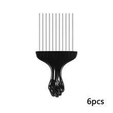 Afro Pick 6 Inch Steel African Hair Comb, Black Fist Handle, Metal Hair Fork, Suitable For Curly Hair, Detangling/Styling Hair Comb, Unisex Travel Braiding Tool - Black - View 8