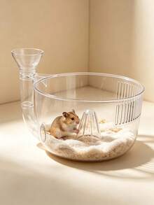 1pc Large Transparent Hamster Sand Bath Box, Hamster Food Storage, Raised Design To Prevent Sand Splashing During Bathing, Resting And Playing, Transparent For Easy Observation, Female Hamster Breeding Box, Hamster Fighting Isolation Box - Large - View 9