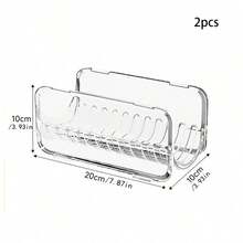 1/2pcs Desktop Transparent Storage Rack, Hair Dryer Holder, Transparent Acrylic Storage Rack, Stackable Curling Iron Holder, Suitable For Bathroom Vanity Storage, Can Store Hair Dryer, Curling Iron, Hair Styling Tools, Etc. - Multicolor - View 12