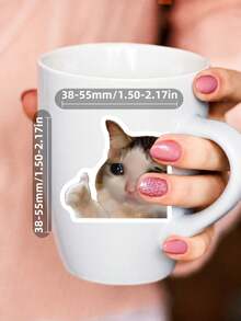 50/100Pcs PP Funny Cat Meme Stickers, Fun Patterns Of Viral Hilarious Cat Meme Images, Suitable For Journals, Water Bottles, Notebooks, Storage Boxes, Skateboards, Helmets, Luggage, Laptops, Guitars, Tablets, Power Banks, Folders, Gift Boxes - Multicolor - View 5