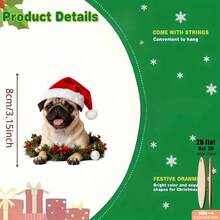 10 buah Ornamen Gantung Tali Rami Natal Anjing Pug 2D - Dekorasi Pohon Natal Berbentuk Hewan Peliharaan Kreatif, Dekorasi Liburan untuk Pohon Natal / Jendela / Perapian / Pagar / Dinding - Satu-Ukuran - View 3
