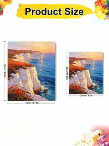 1pc Oil Painting By Numbers Kit, Seaside Landscape DIY Art & Craft, Home Wall Decor, Canvas Oil Painting Decoration, Holiday Gift Includes Paintbrushes And Paints. - Sets - View 4