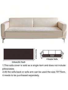 SANMOSPIN 1pc Solid Color Waterproof Sofa Cover, Non-Slip, Pet-Friendly, Simple Style, Non-Sticky, Suitable For Bedroom, Living Room, Office Home Decor, Fits Single, Loveseat, 3-Seater, 4-Seater And Sectional Sofas - Multicolor - View 49