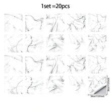 10/20pcs Modern Marble Pattern Self-Adhesive Wall Stickers, Waterproof Oil-Proof Removable Wallpaper, Suitable For Home Kitchen, Bathroom, Living Room, Bedroom Decoration, Wall, Countertop, Desktop, Cabinet Surface - Multicolor - View 14
