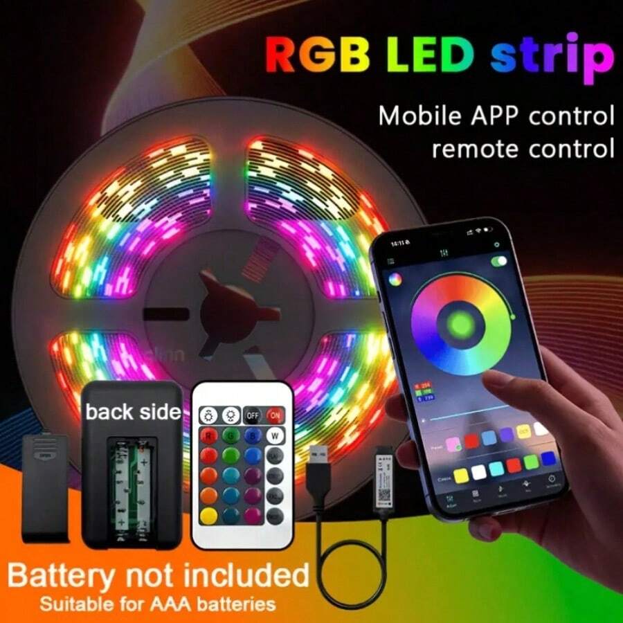 Acosh Neon RGB LED Strip Lights - Smart Light Strip, Music Sync Color Changing, USB Powered, Suitable For Bedroom, Kitchen, Halloween, Christmas Party And Other Indoor Decor - Party Lights | Colorful LED Lights | USB Powered, LED Lighting - SMART APP - View 1