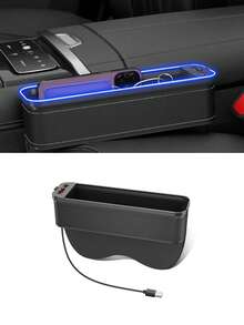 XF.Meraki LED Car Seat Gap Filler Storage Box, Center Console Side Storage Box, Women's Car Accessories, Seat Gap Cup Holder RGB Color Changing Storage, Front Seat Gap Filler With USB Charging, Car Accessories - A - View 11