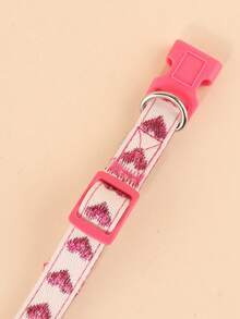 1 Set Velvet Lined Fashionable Purple Heart Print Collar And Leash, Suitable For Dog Walking Without Choking, Pet Supplies, Suitable For Wearing During Outings And Play, Fits Small To Medium Dogs - Red Violet - View 10