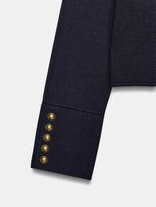 DEEKA Autumn New Women's European And American Style Fashion Minimalist Versatile Button-Up Knit Cardigan - Navy Blue - View 10