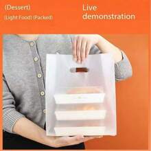 50pcs Transparent Gift Bags With Handles, Uncoated, Suitable For Salad, Cake, Pizza, Bread, Dessert, Candy, Suitable For Wedding, Birthday, Party, Christmas, Halloween - Multicolor - View 7