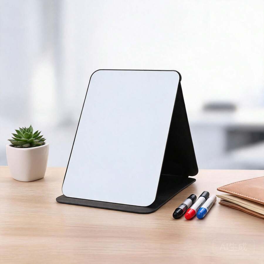 Foldable Makeup Mirror, Suitable For Vanity, Easy To Store, Space-Saving. Also Suitable For Bathroom And Student Dorm. Portable Desktop Makeup Mirror - Black - View 1