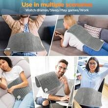 1 pieza Almohadilla de calefacción eléctrica multifuncional para fisioterapia, cojín calefactor con 10 niveles de temperatura y 4 temporizadores, alivia dolor de cuello, espalda, hombros, piernas y columna, brinda calor en invierno, ideal como regalo navideño - Gris - Ver 7