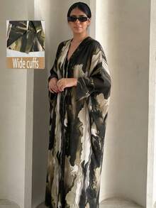 1 buah Cardigan Muslim Bermotif, Desain Lengan Manset Terpisah, Abaya Klasik Serbaguna - MultiWarna - View 4