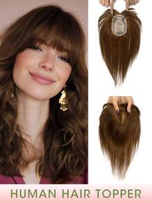 Women's Hair Topper, Suitable For Thinning Hair, 8-14 Inch Hairpiece With Lightweight Clip-In Bangs, Realistic Scalp And Parting, For Daily Wear - Multicolor - View 16