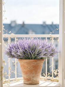 3/20pcs Artificial Lavender Flower Bouquet, Suitable For Autumn Wedding Vase, Home Dining Room And Bedroom Decor, Holiday And Birthday Party, Outdoor Garden Decoration, Autumn Decor And Halloween Fun Arrangement - Purple - View 1